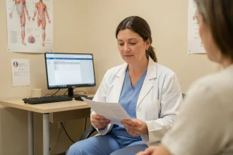 Anesthésiste en consultation pré-opératoire avec un patient avant une anesthésie générale