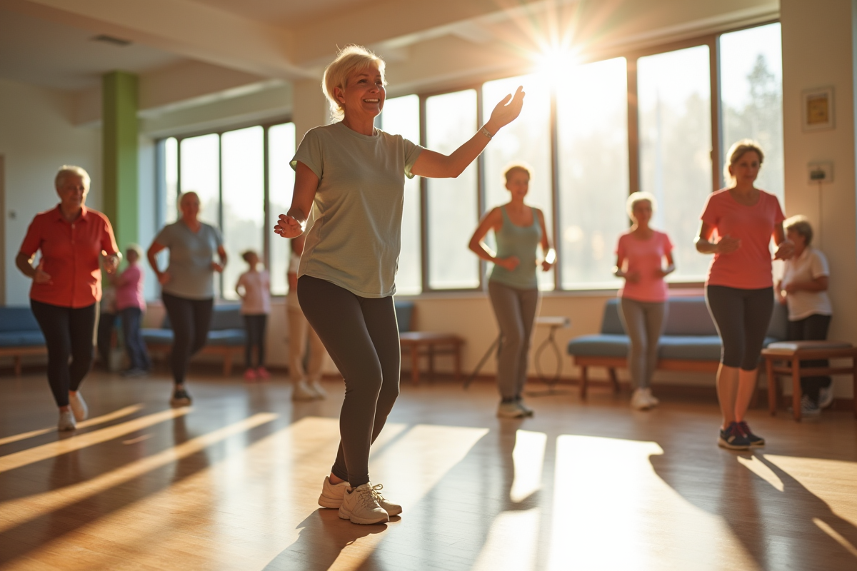 Groupe de seniors faisant des exercices d