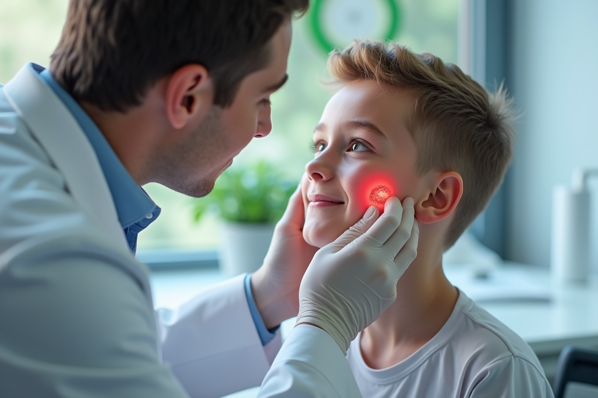 Dermatologue examinant la peau d