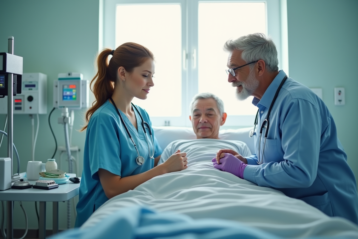 Infirmier aidant un médecin lors d