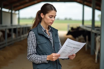 Jeune femme fermi&egrave;re examinant ses r&eacute;sultats de laboratoire