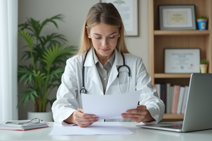 Medecin femme en consultation dans un cabinet moderne