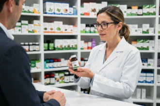 Pharmacienne conseillant une cliente sur le Phytargile concentré en officine